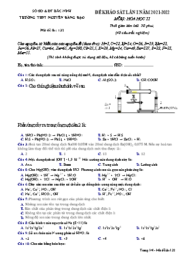 Đề khảo sát chất lượng (Lần 1) môn Hóa học 11 - Trường THPT Nguyễn Đăng Đạo 2021-2022 (Có đáp án)