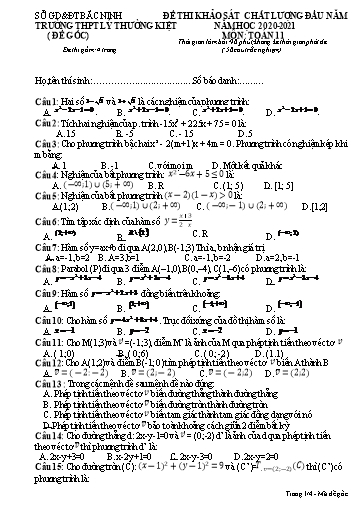 Đề khảo sát chất lượng (Lần 1) môn Toán 11 - Trường THPT Lý Thường Kiệt 2020-2021 (Có đáp án)