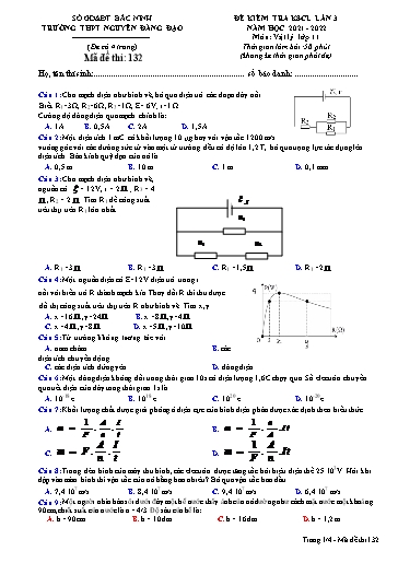Đề khảo sát chất lượng (Lần 3) môn Vật lí 11 - Trường THPT Nguyễn Đăng Đạo 2021-2022 (Có đáp án)