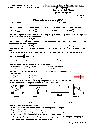 Đề khảo sát chất lượng (Lần 3) môn Vật lí 11 - Trường THPT Nguyễn Đăng Đạo 2022-2023 (Có đáp án)