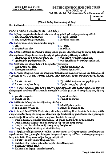 Đề thi chọn HSG môn GDCD 11 cụm Lạng Giang - Sở GD&ĐT Bắc Giang 2018-2019 (Có đáp án)
