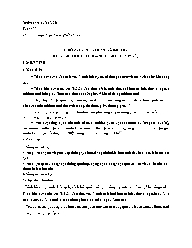 Giáo án Hóa học 11 (Cánh diều) - Bài 7: Sulfuric acid và muối sulfate - Năm học 2023-2024