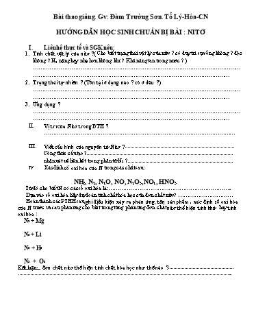 Giáo án Hóa học 11 - Tiết 11, Bài 7: Nitơ - Đàm Trường Sơn