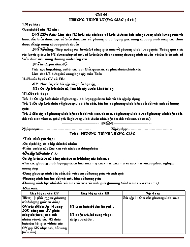 Giáo án Toán 11 - Chủ đề 1 đến Chủ đề 8